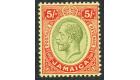 SG67. 1919 5/- Green and red/yellow. Brilliant freh U/M mint...