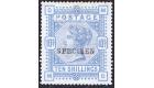 SG182s. 1884.  10/- Cobalt. White Paper. 'SPECIMEN'. Perfectly C