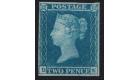 1841. 2d Blue. Plate 3. Lettered D-E. Choice fresh mint...