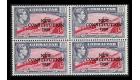 SG142a. 1950 6d Carmine and grey-violet. 'Overprint Double'. Bri