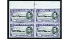 SG38ba. 1938 1/2d Black and violet. Long Centre Bar To 'E'. Bloc