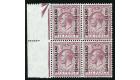 SG97. 1926 6d Purple. A brilliant fresh U/M marginal block...