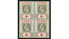 SG117. 1922 4/- Black and red. A superb fresh well centred block