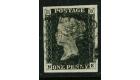 1840. 1d Black. Plate 6. Lettered N-E. Superb fine used...