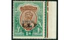 SG M42Var. 1915 1r Red-brown and deep blue-green. 'Handstamp Inv