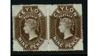SG33. 1861 9d Deep Brown. A brilliant fresh pair...