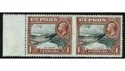 SG136b. 1934 1pi. 'Imperf Between' (Horizontal Pair). Superb fre