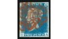 1840. 2d Blue. Plate 1. Lettered O-A. (Shifted transfer...
