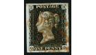 1840. 1d Black. Plate 6. Lettered O-D. Huge used...