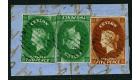 SG5+3. 1857 5d Chestnut PLUS 2 x 2d Green. Superb fine used on p