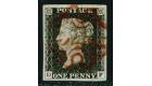 1840. 1d Black. Plate 2. Lettered D-F. Superb fine used...
