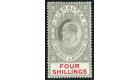 SG73. 1910 4/- Black and carmine. Superb fresh well centred mint