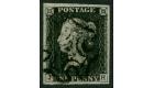 1840. 1d Intense Black. Plate 4. Lettered J-H. Lovely used examp