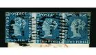 SG9. 1853. 2d Deep blue. Fantastic cover bearing strip of 3...